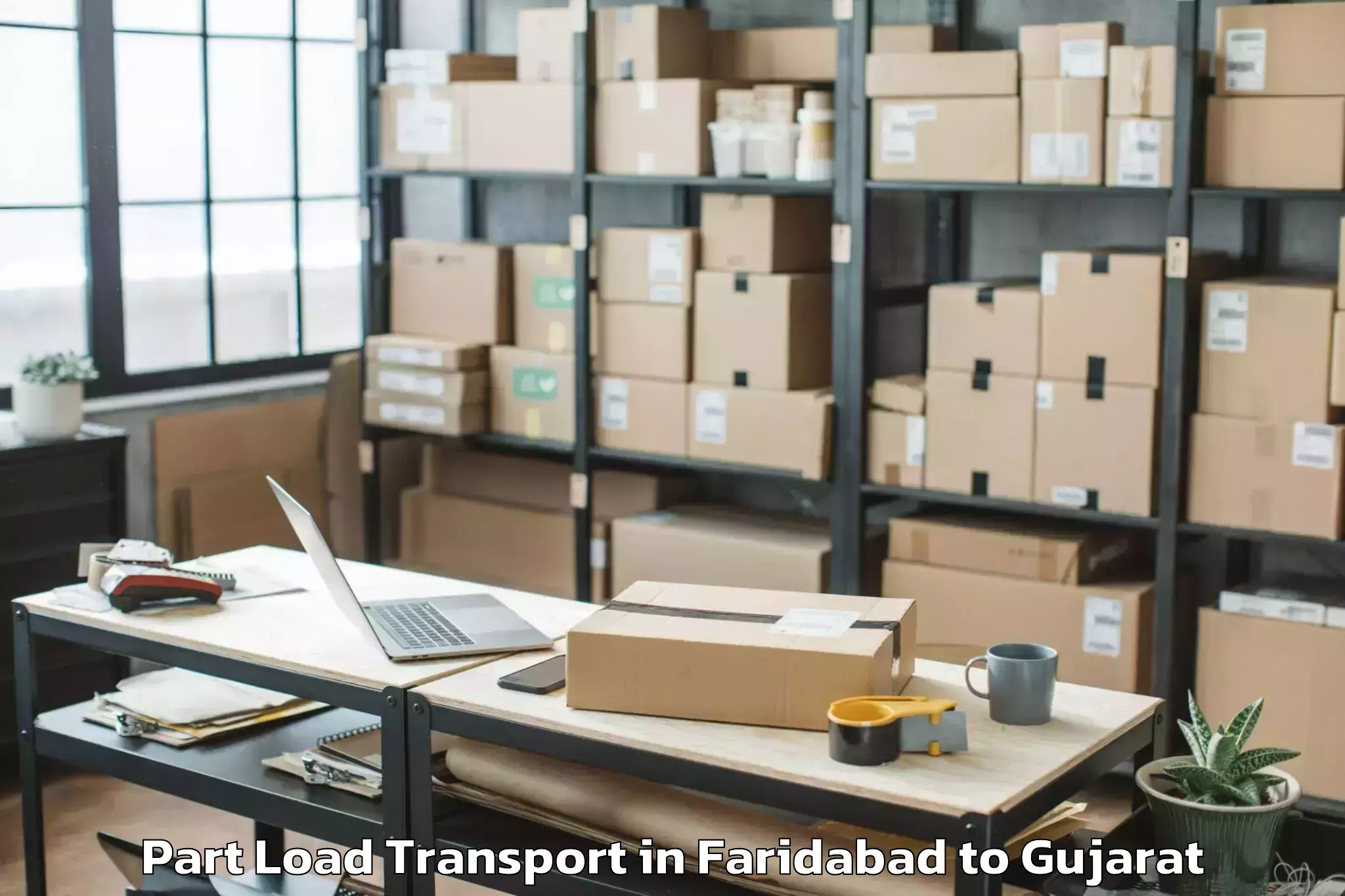 Book Faridabad to Keshod Airport Ixk Part Load Transport